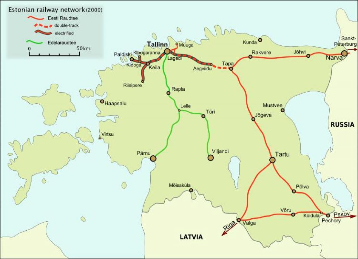 mapa de estonia ferrocarriles