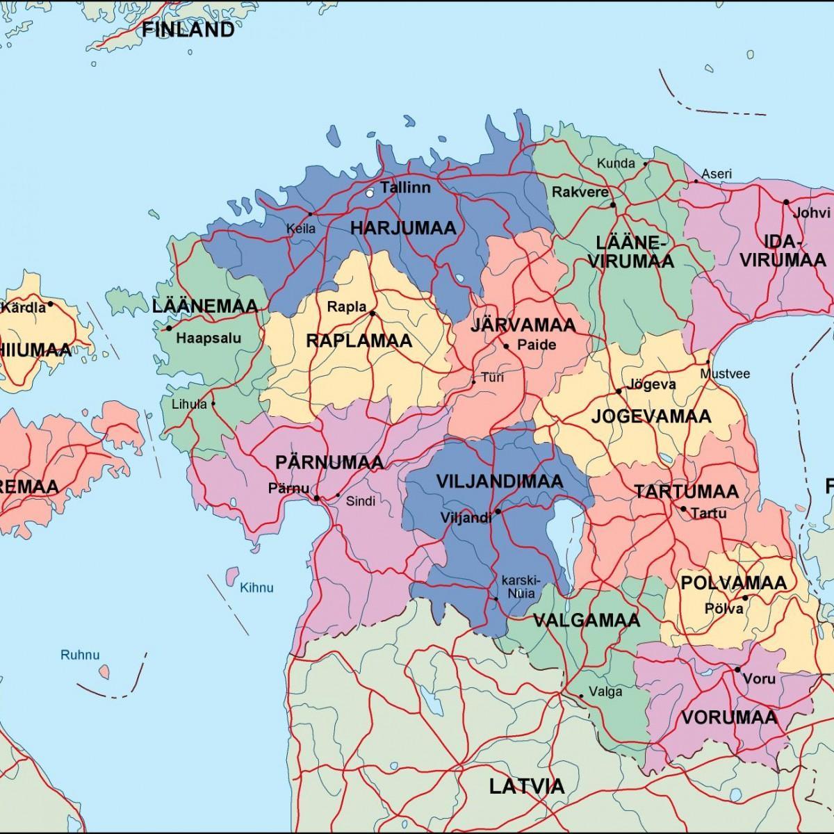 mapa de Estonia político