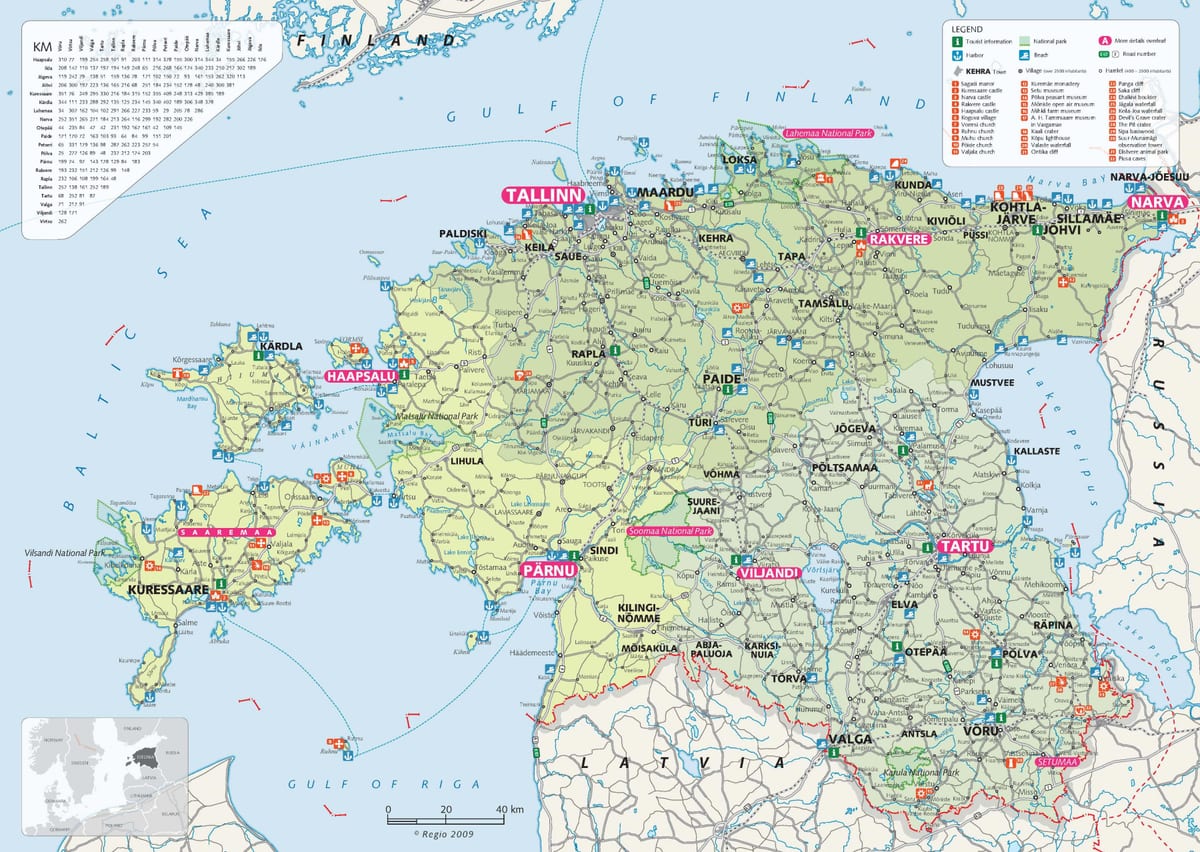 mapa turístico de Estonia