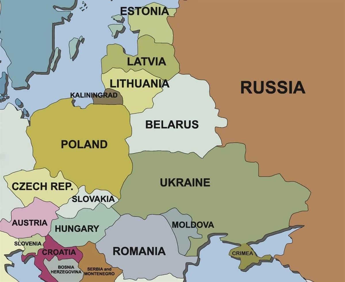 mapa de mapa de Estonia países de su entorno